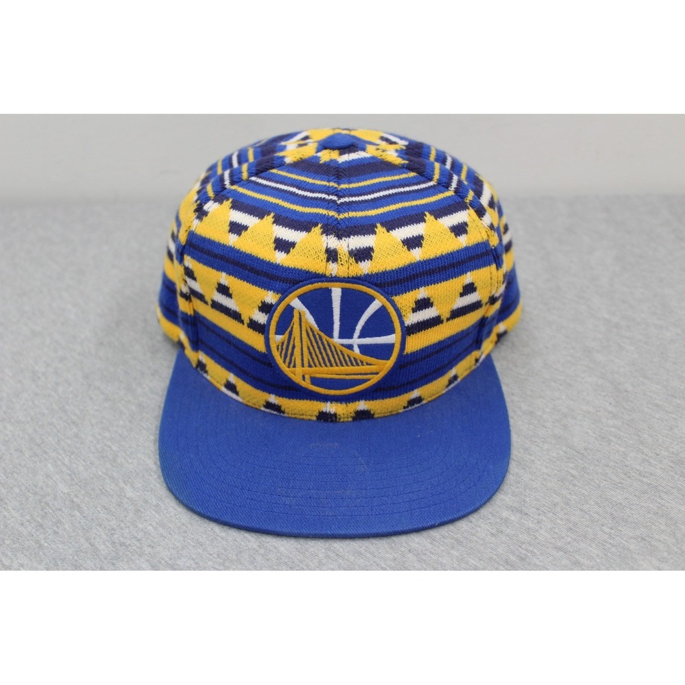 Mitchell & Ness‎ Golden State Warriors Hat Mens OS Blue Snapback Knit Geometric